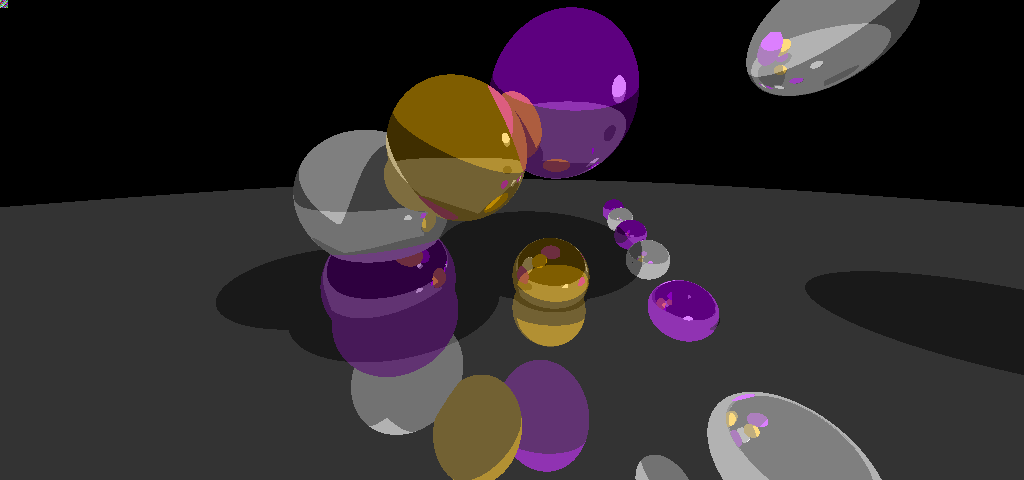 RTRay A, version 008: reflective spheres over a plane