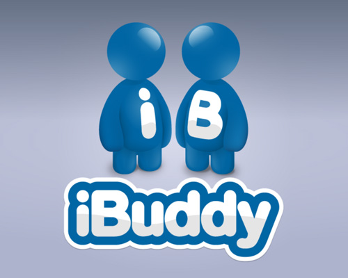 The iBuddy logo: two blue figures marked i and B