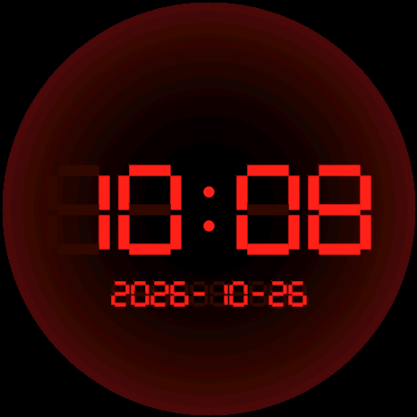 Red LED display clock face