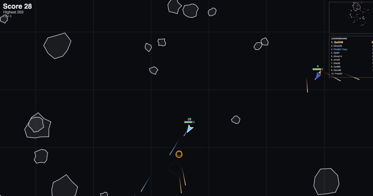 A game in progress on asteroids.net