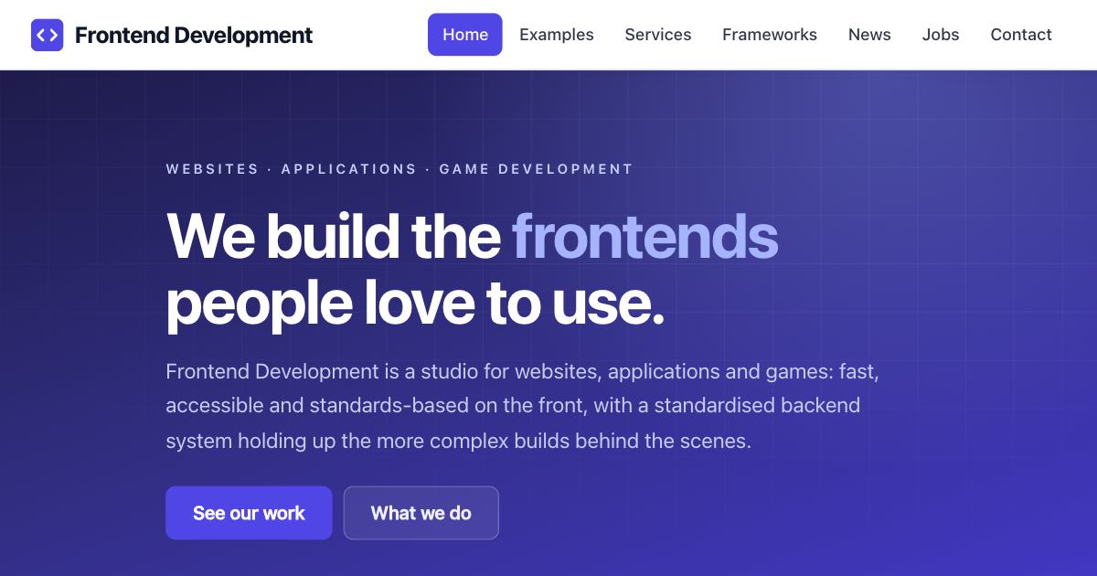 The frontends.com home page